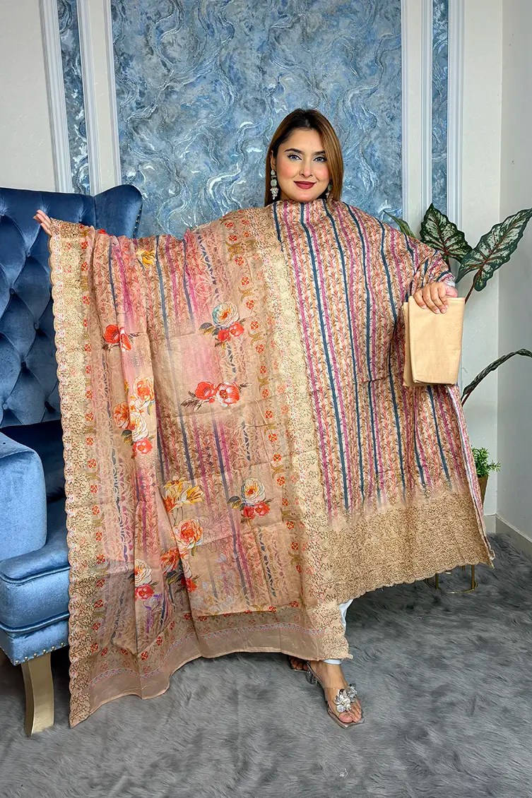 Unstitched Premium cotton 3-piece(Nude Color)