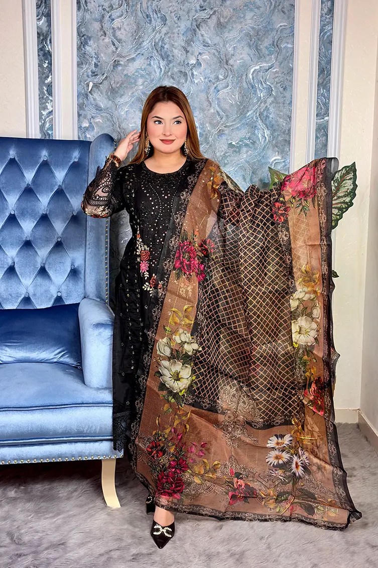 Pakistani Inspired Gorgeous Party 3-piece(Black)
