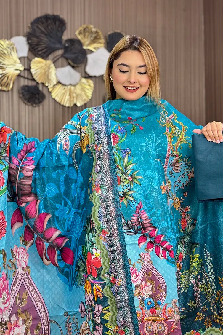 Alternative view of Pakistani Inspired SWISS LAWN 3-piece(Akashi)