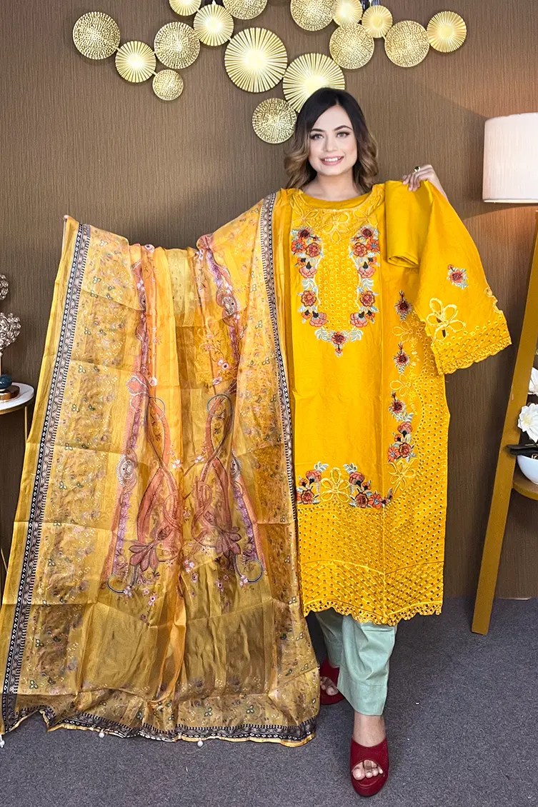 Pakistani Inspired Gorgeous Party 3-piece(Mustard)