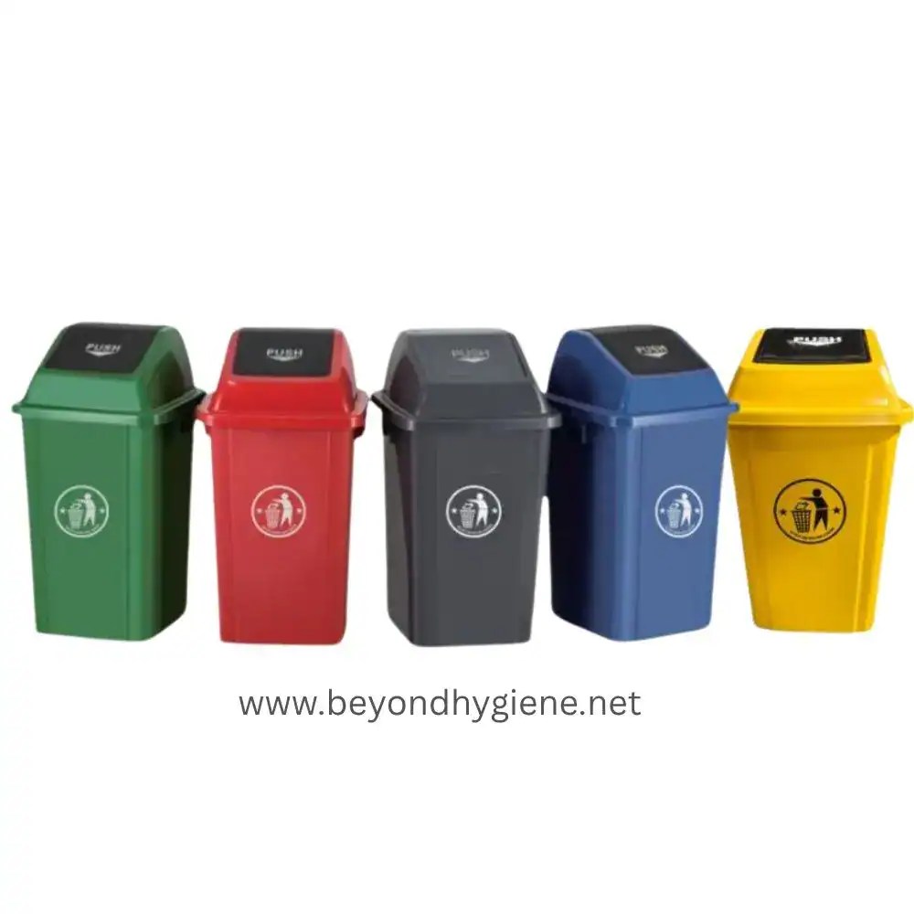 Push Swing Trash Bin 60L – Blue, Green, Red, Black, Yellow