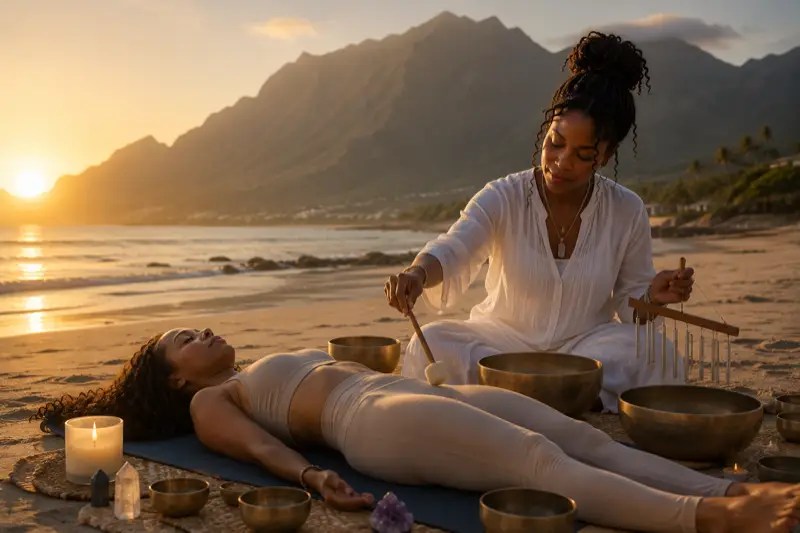 Sound healing session with singing bowls at Beyond Limits