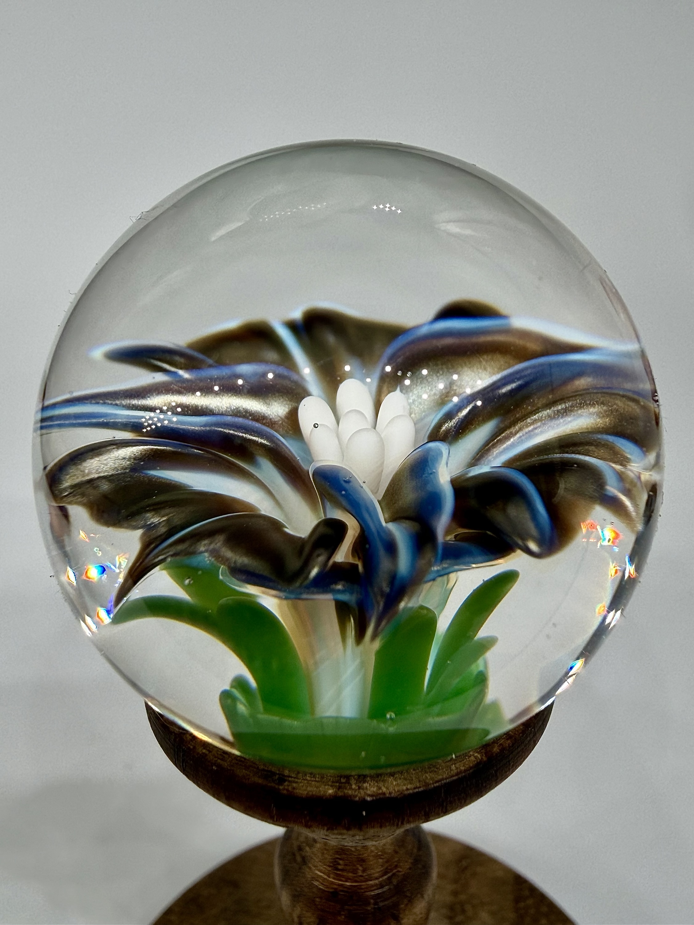 1.11” Moonstone Over Electrum Lily Flower Marble