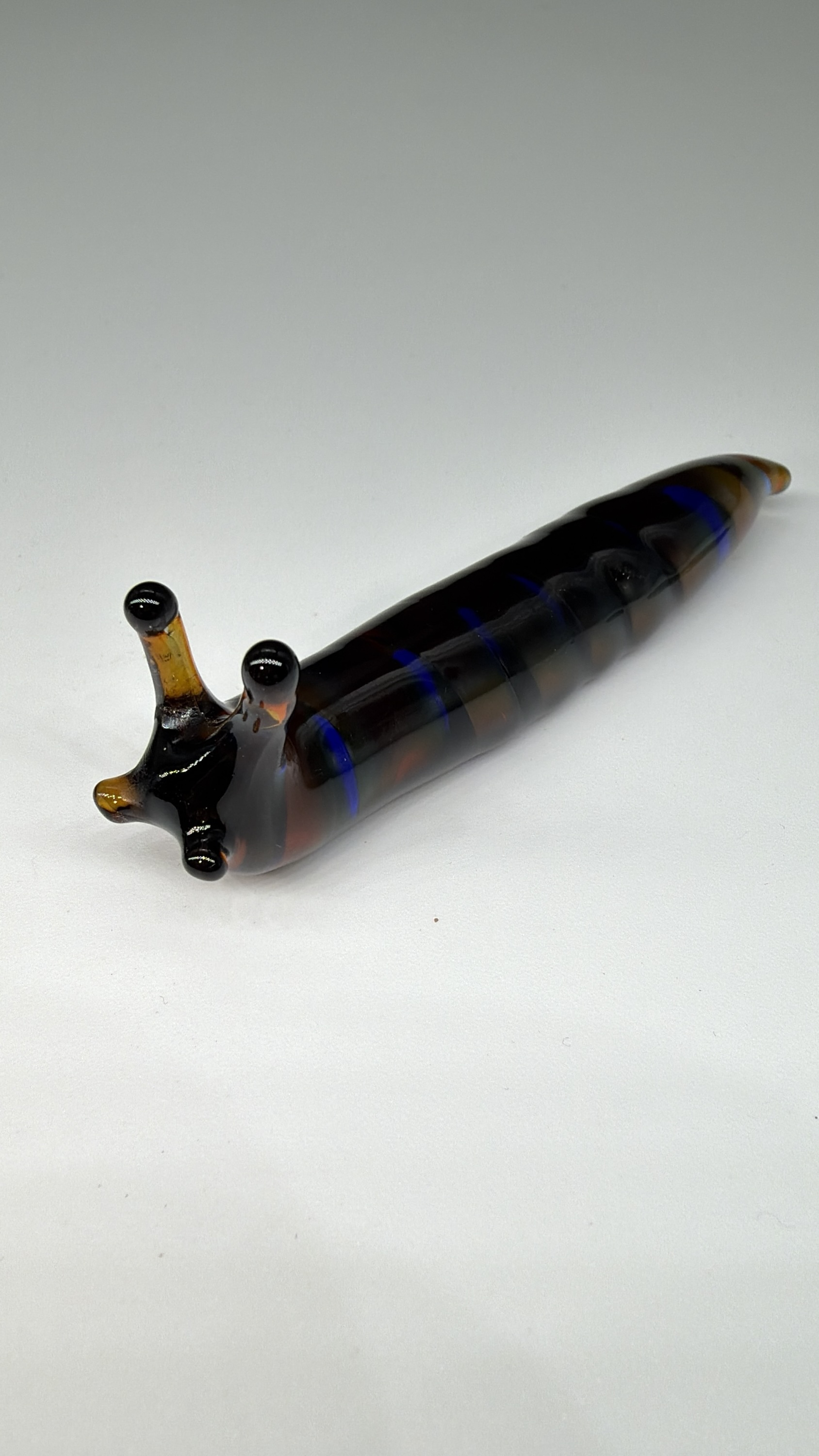 Long Amber/Blue Slug Sculpture