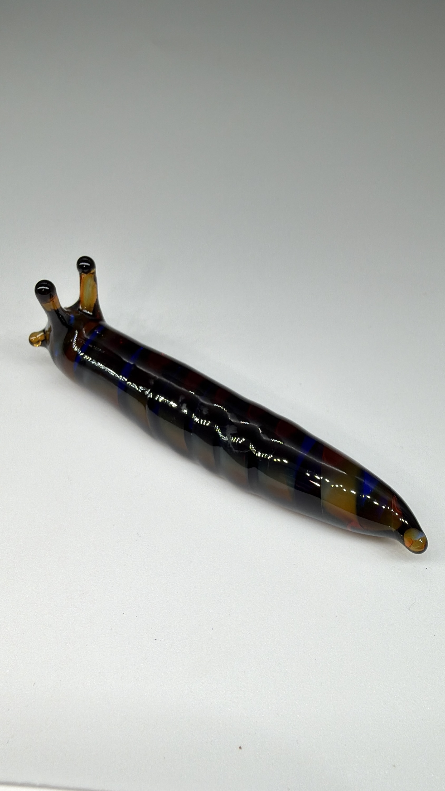 Long Amber/Blue Slug Sculpture