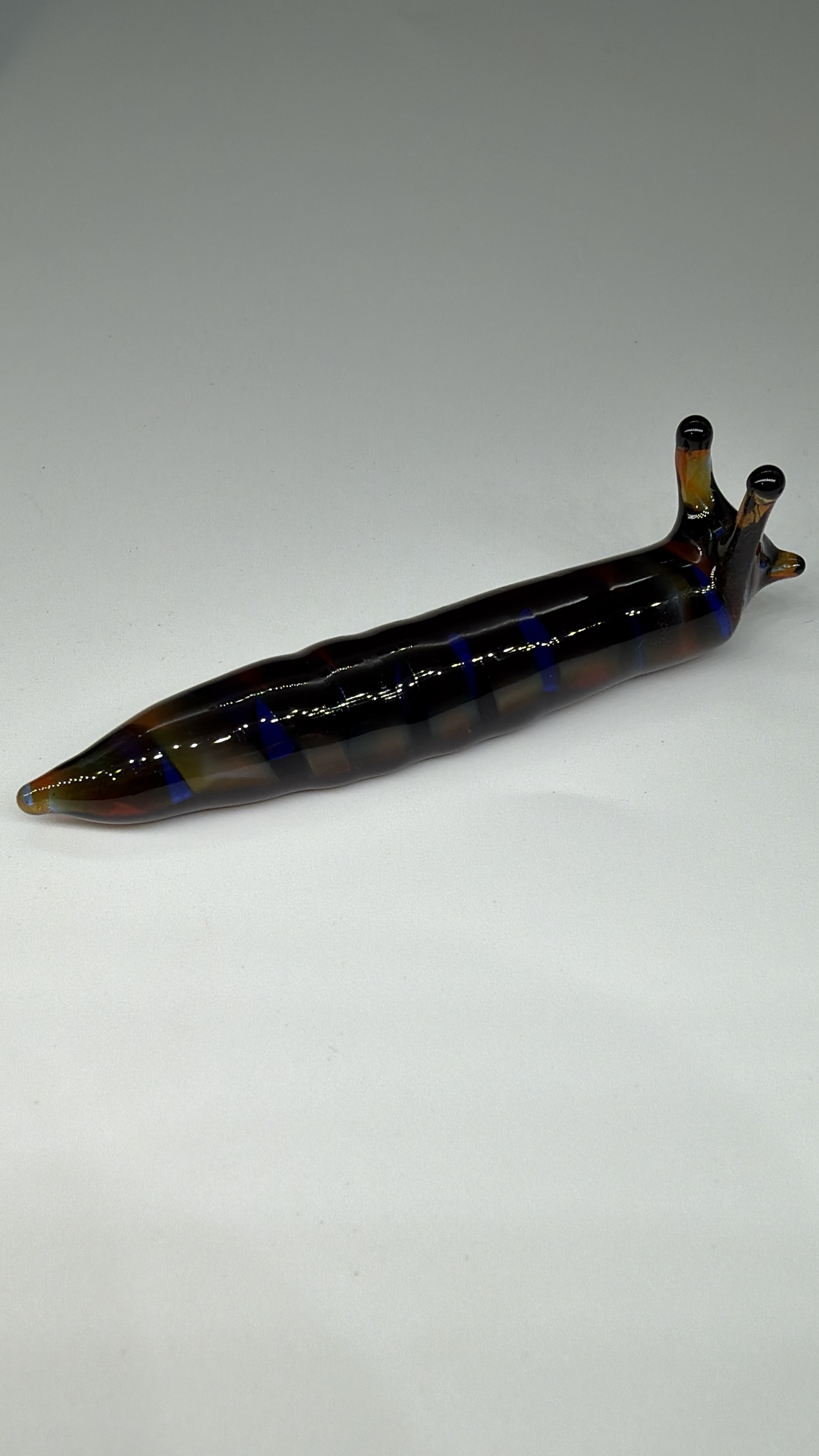 Long Amber/Blue Slug Sculpture