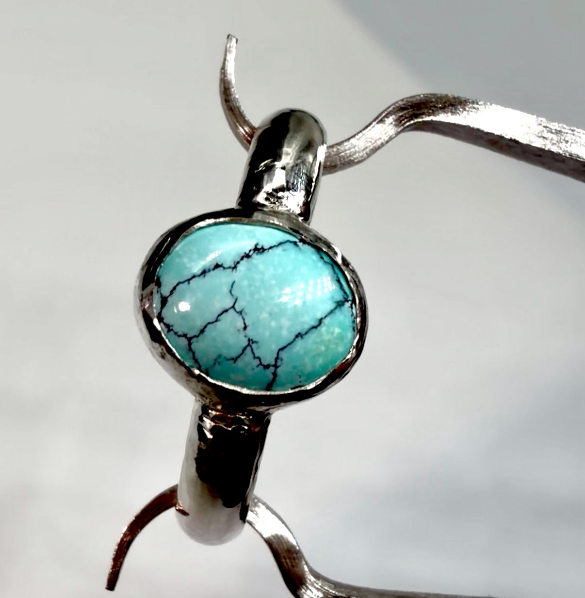 Size 7.5 Chinese Turquoise in Silver Ring
