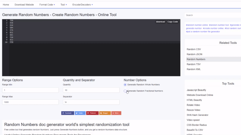 Generate Random Numbers Create Random Numbers Online Tool Bfotool