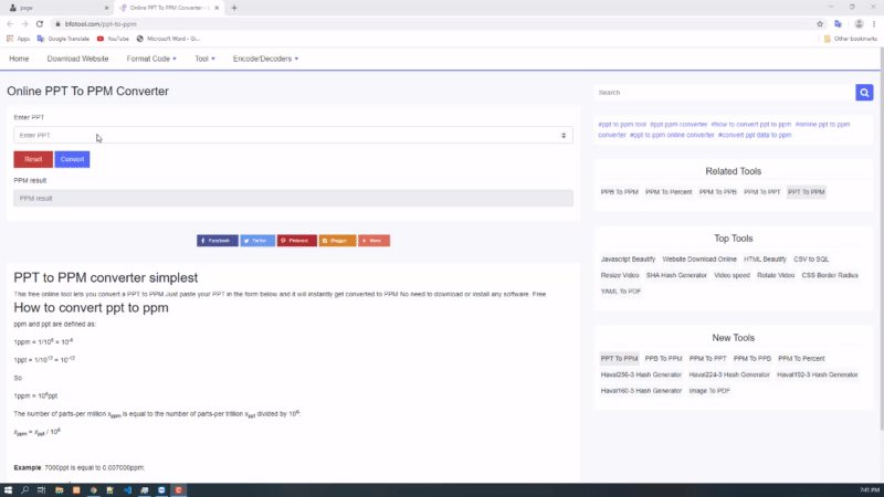 Online Ppt To Ppm Converter Bfotool