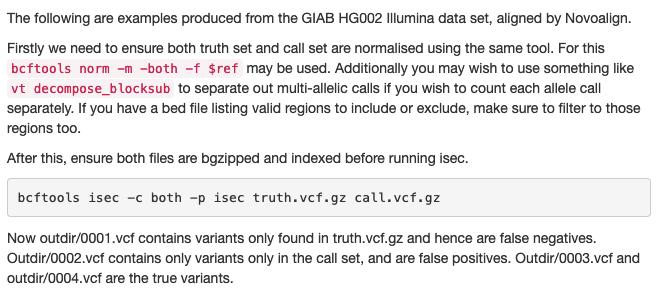 Comparing two vcf files using bcftools
