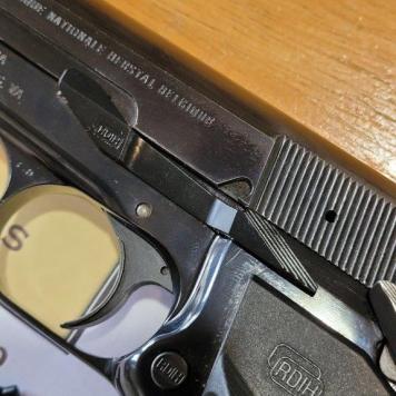 Hi-Power Extended Slide Stop for guns chambered in 9mm
