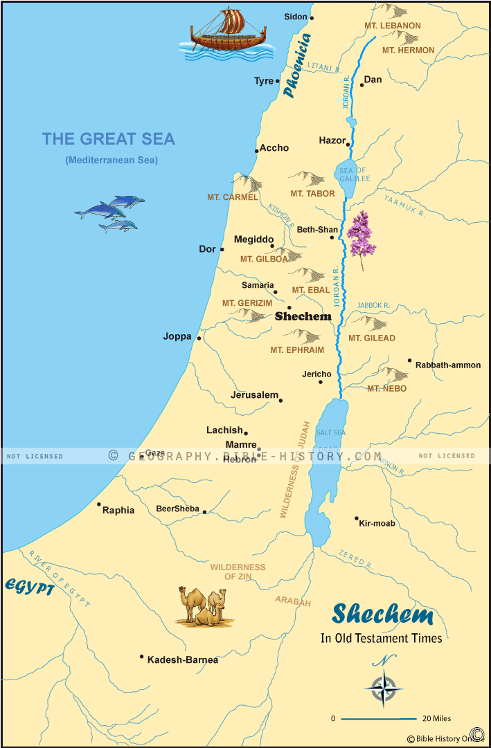 Shechem In Old Testament Times Bible History Shechem Map 