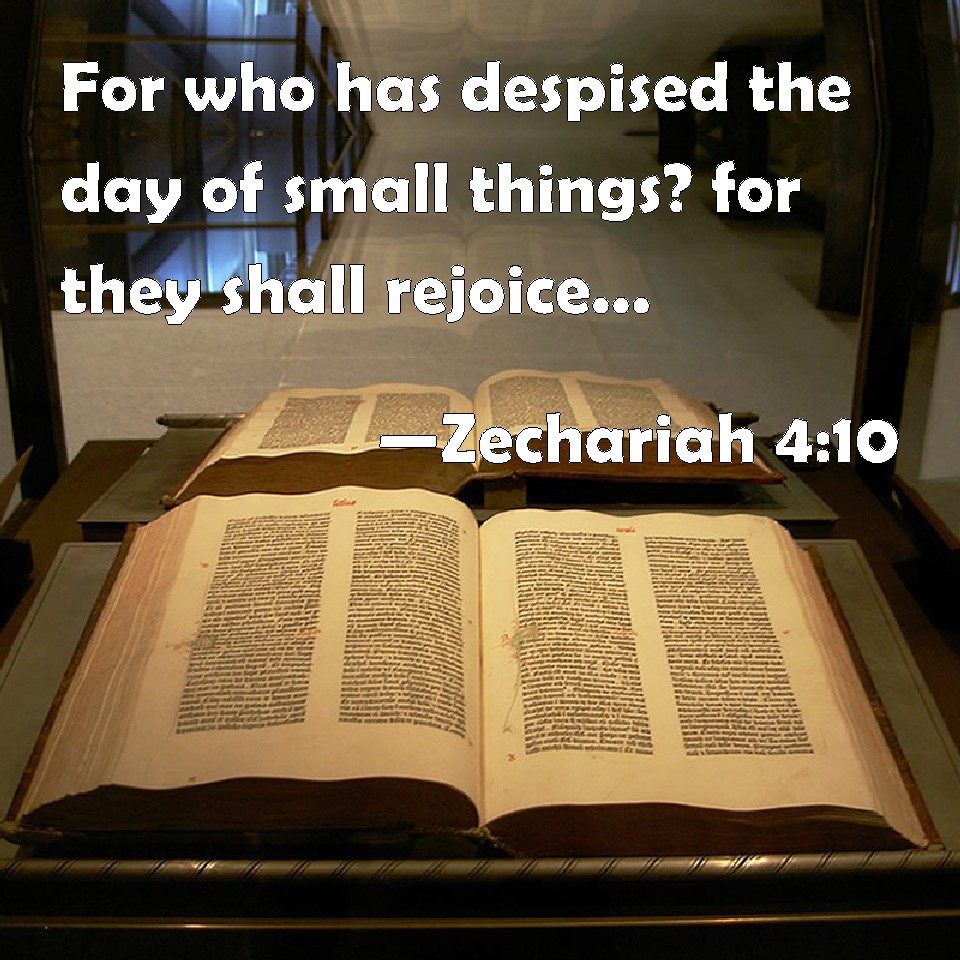 Zechariah 4:10 for who has despised the day of small things? for they