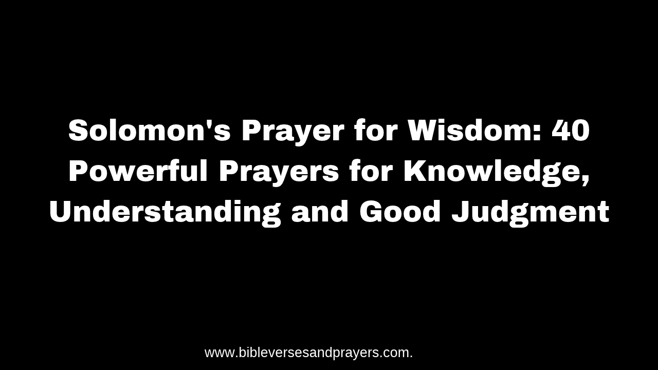 Solomon's prayer