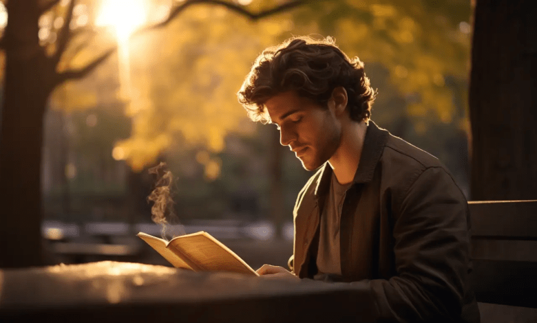 A person pausing in prayer with an open Bible, symbolizing the meaning of Selah in the Psalms.