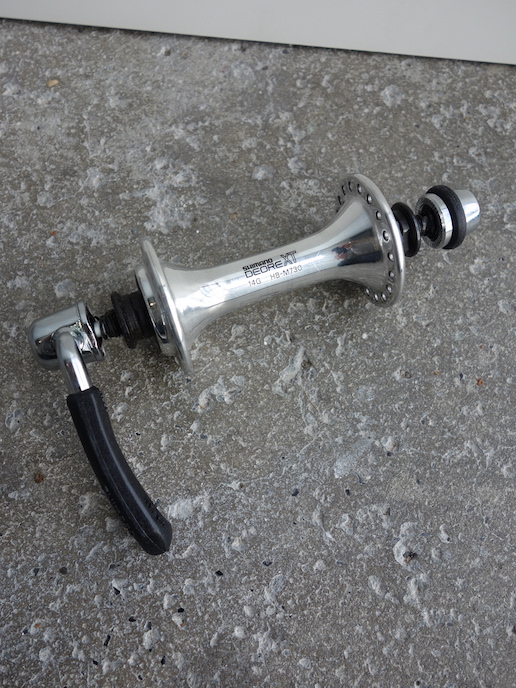 1980s Shimano Deore XT M730 front QR hub with original skewer