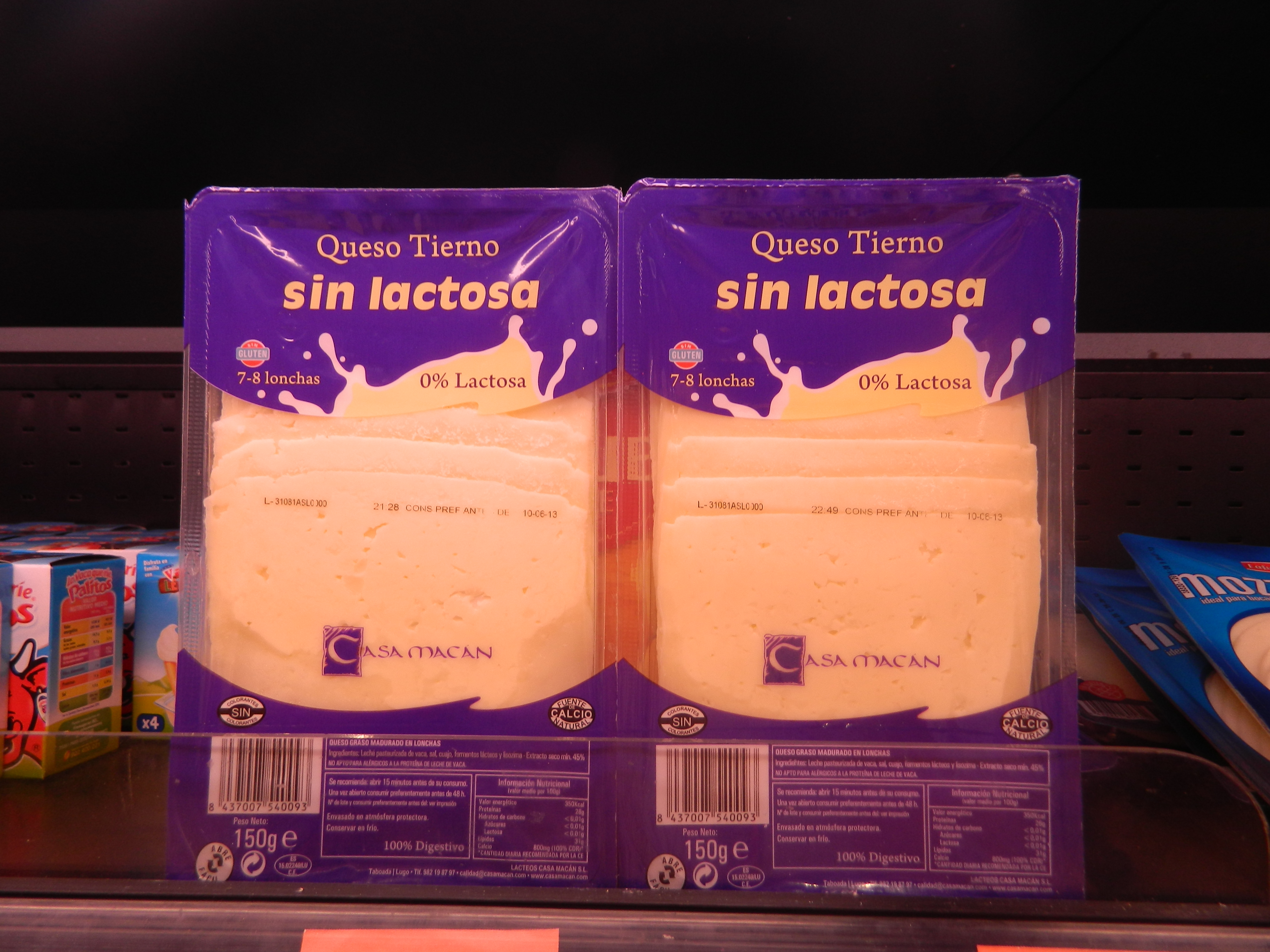 Queso sin lactosa