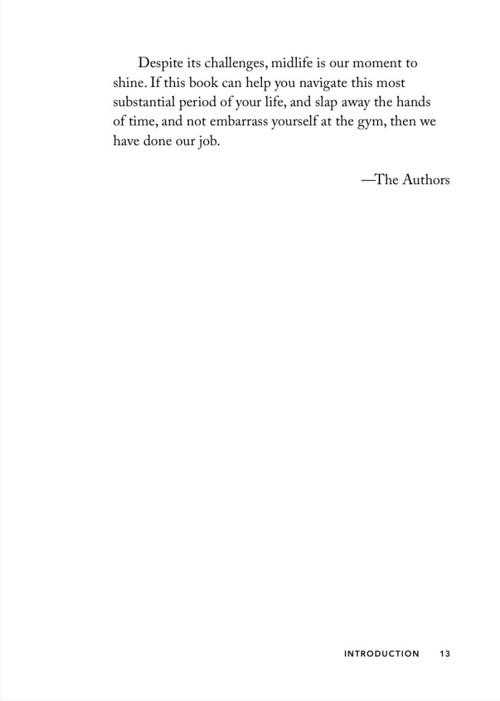 Text from a book introduction discussing the challenges and opportunities of midlife, emphasizing personal growth and confidence.
