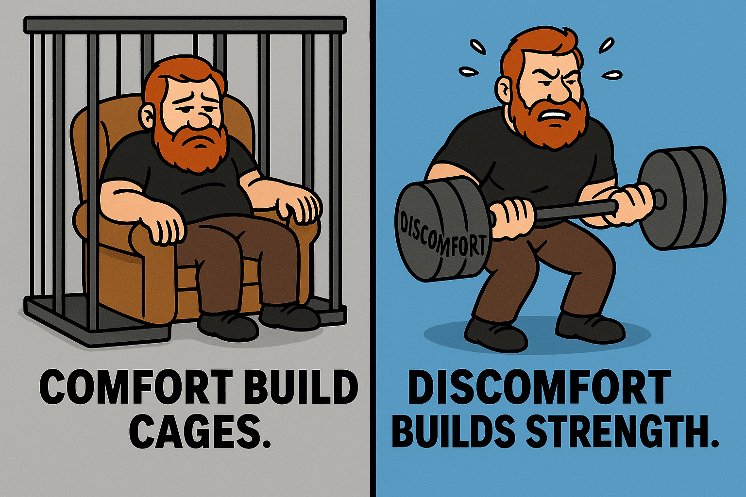 Comfort builds cages. Discomfort builds strength.