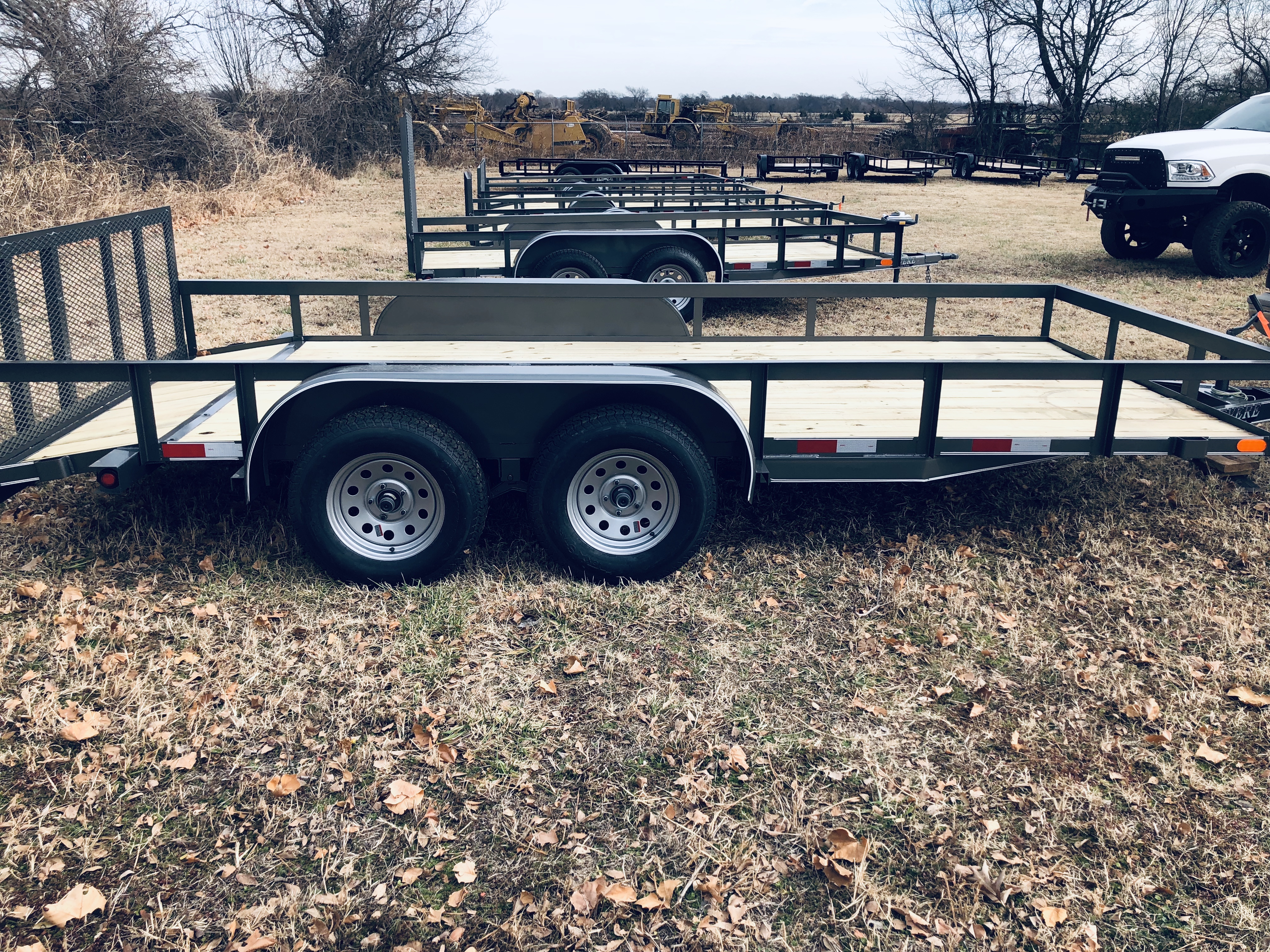 16 ft x 83” tandem axle utility trailer with dovetail and