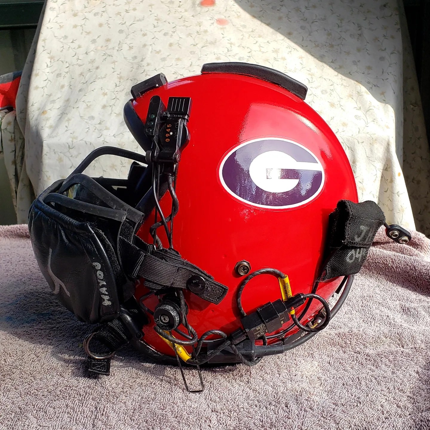 Navy Pilot helmet Georgia bulldog theme