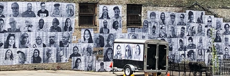Close-up of several images from Community Faces photography project