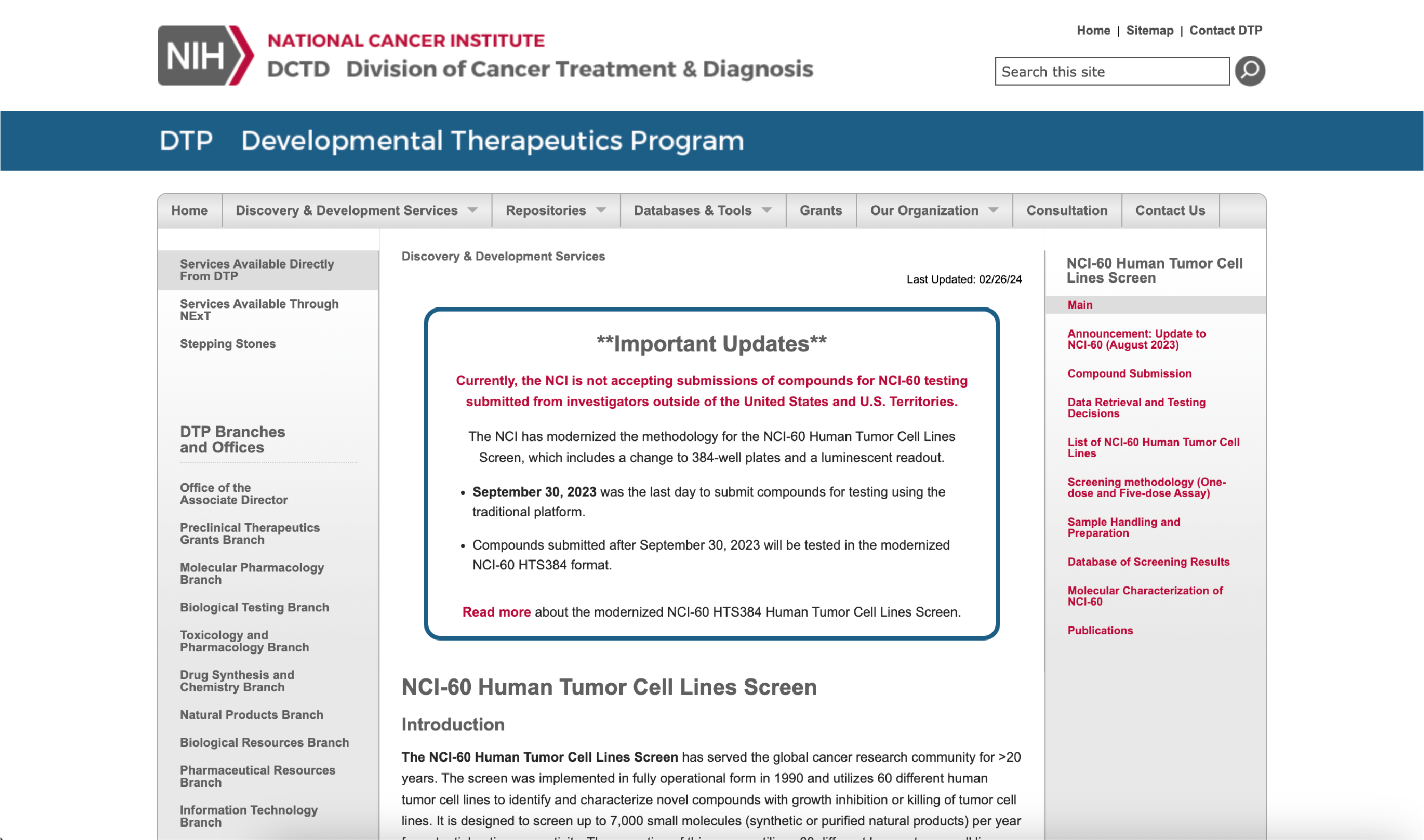 NCI-60 database