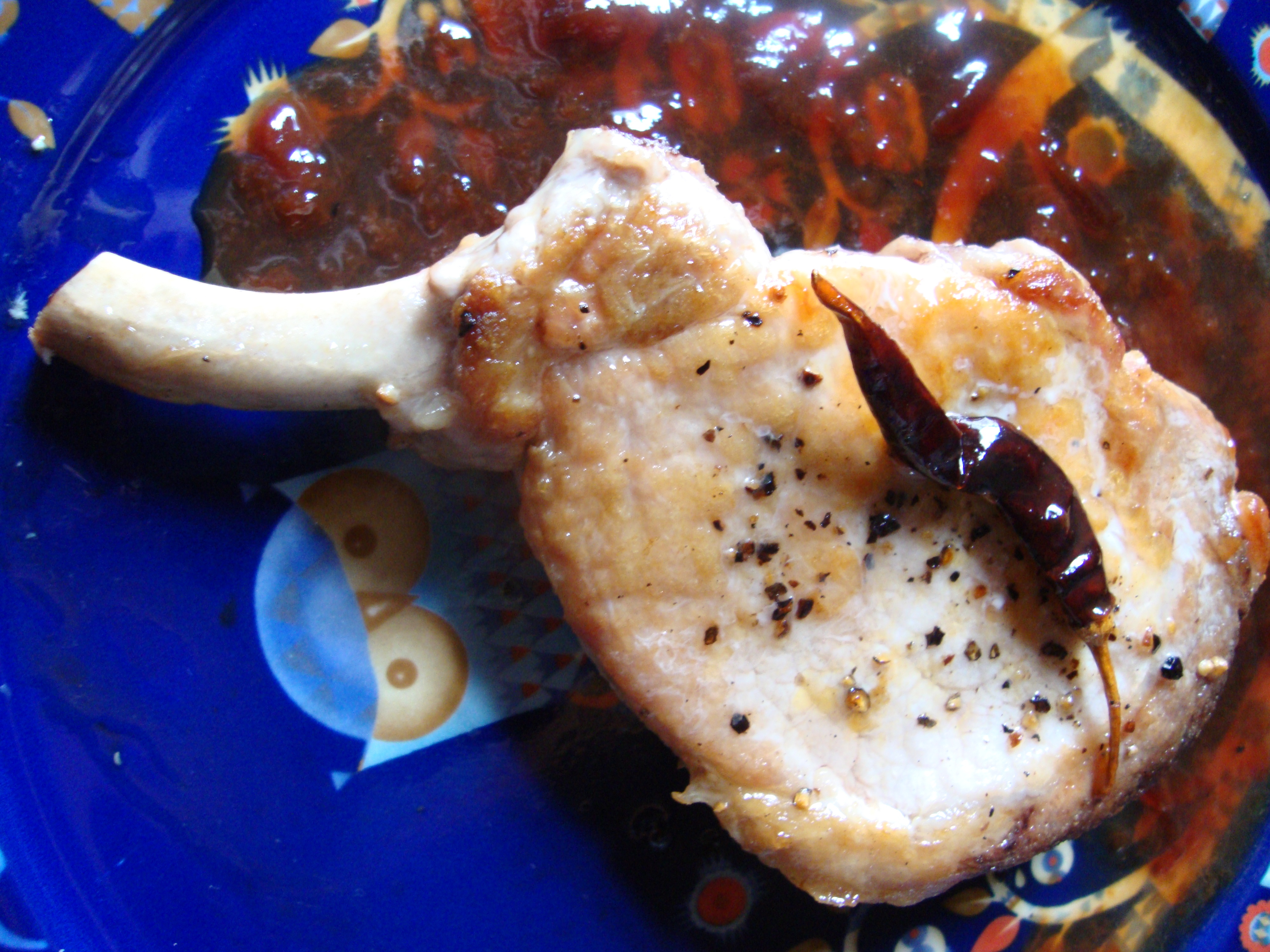 Porkchops with Boozy Jam Pan Sauce https://bigsislittledish.wordpress.com/2011/10/25/pork-chops-with-boozy-jam-pan-sauce/
