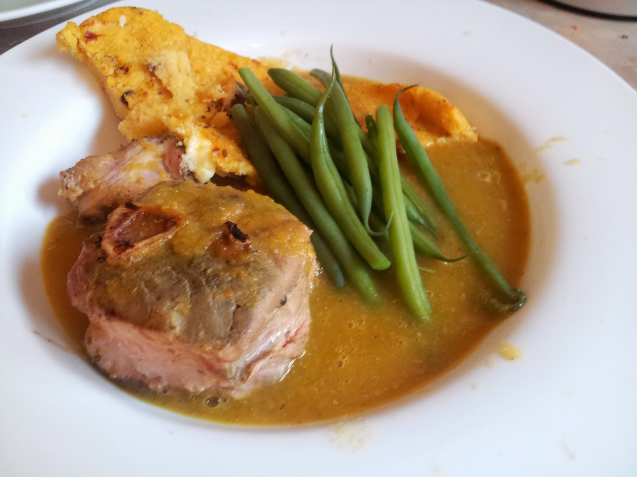 sous vide pork osso buco with crispy polenta