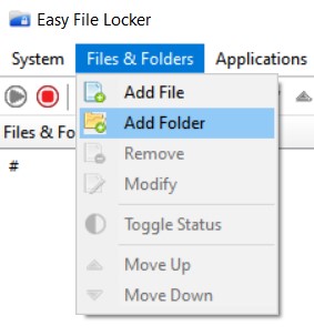 Easy File Locker add foldedr