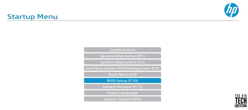 Screenshot of HP BIOS