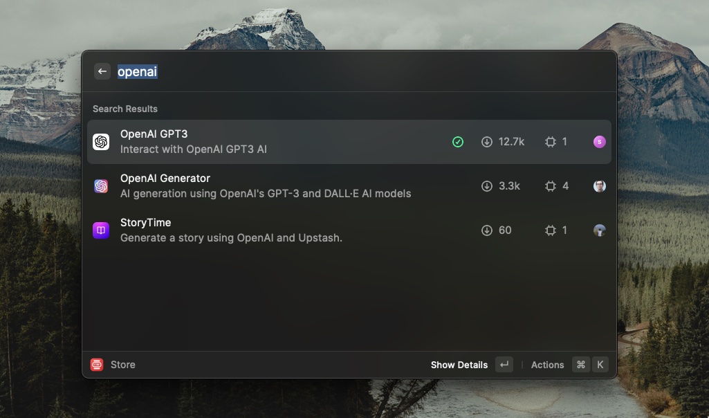 OpenAI in Raycast Store