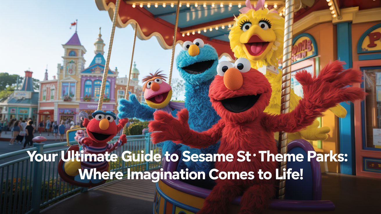 seseame street characers elmo, big bird in theme park
