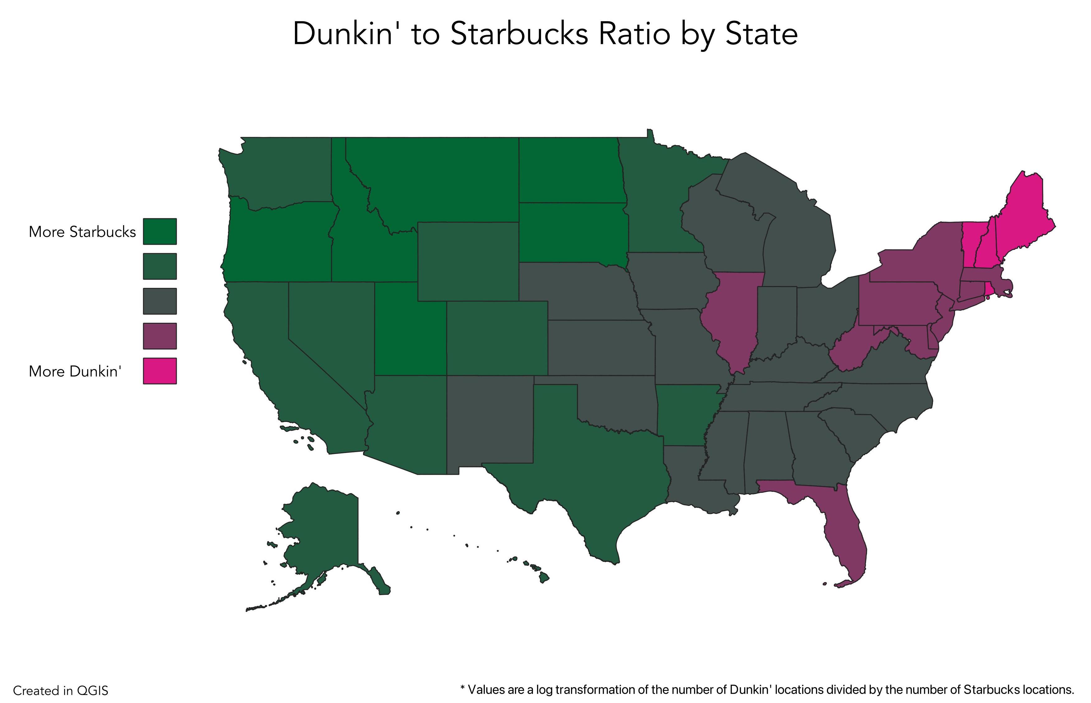 Strange Maps Big Think Dunkin To Starbucks Ratio 