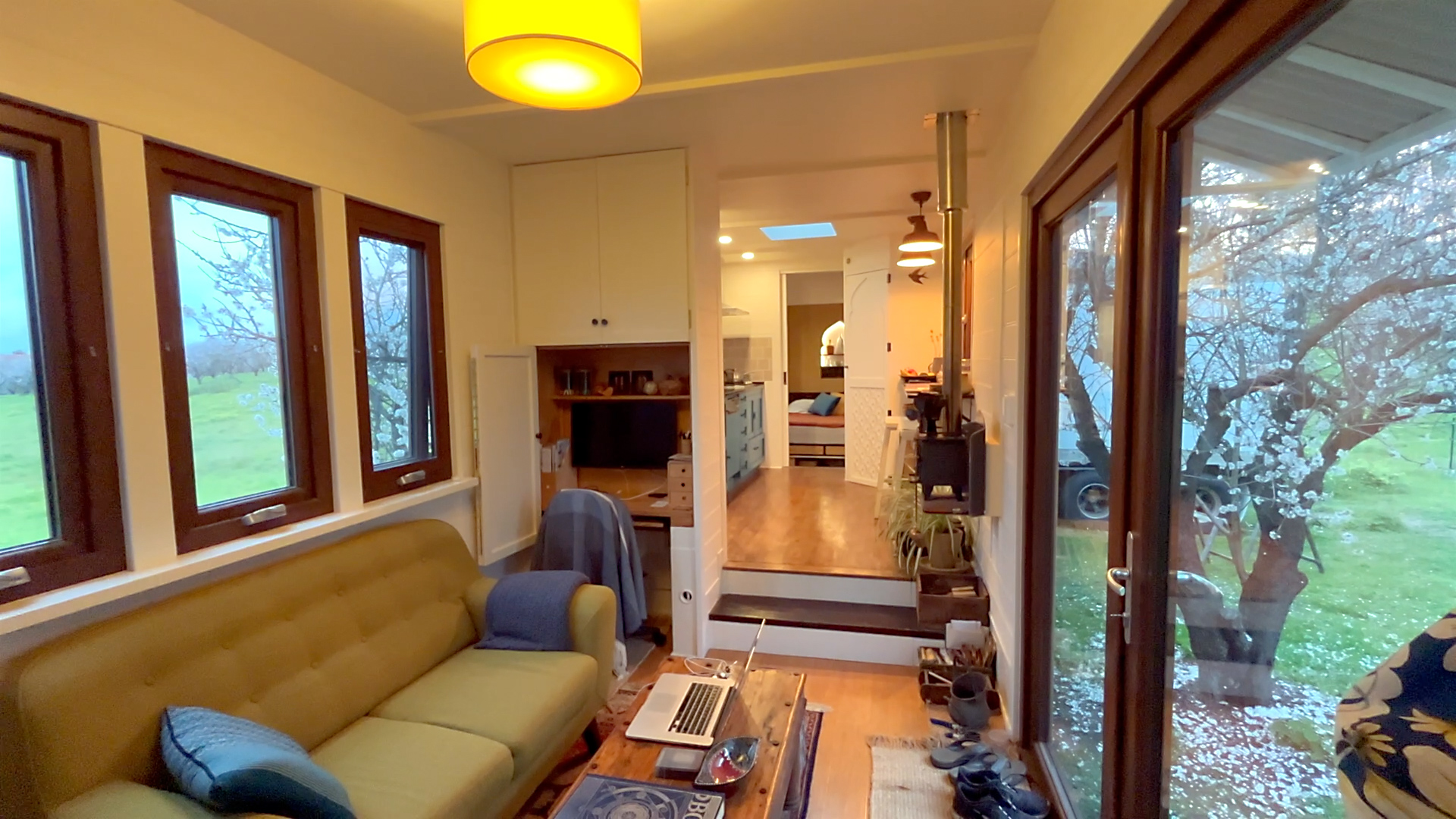 Lounge room inside tiny house