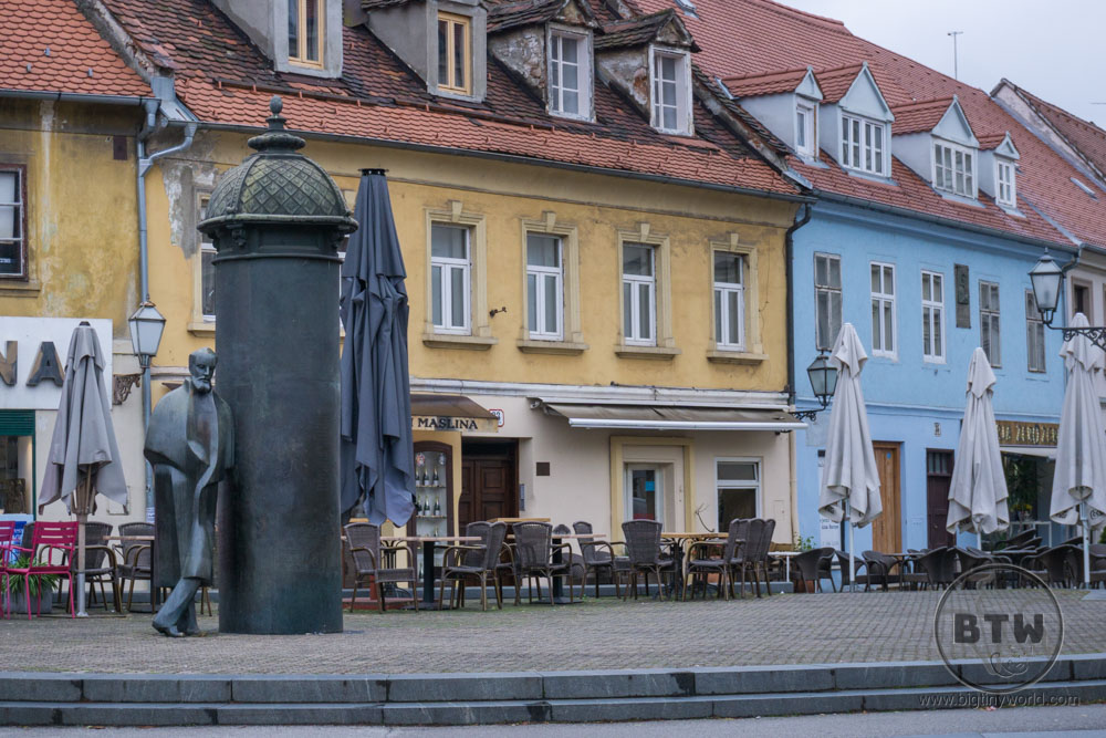 A statue in the plaza of Zagreb, Croatia