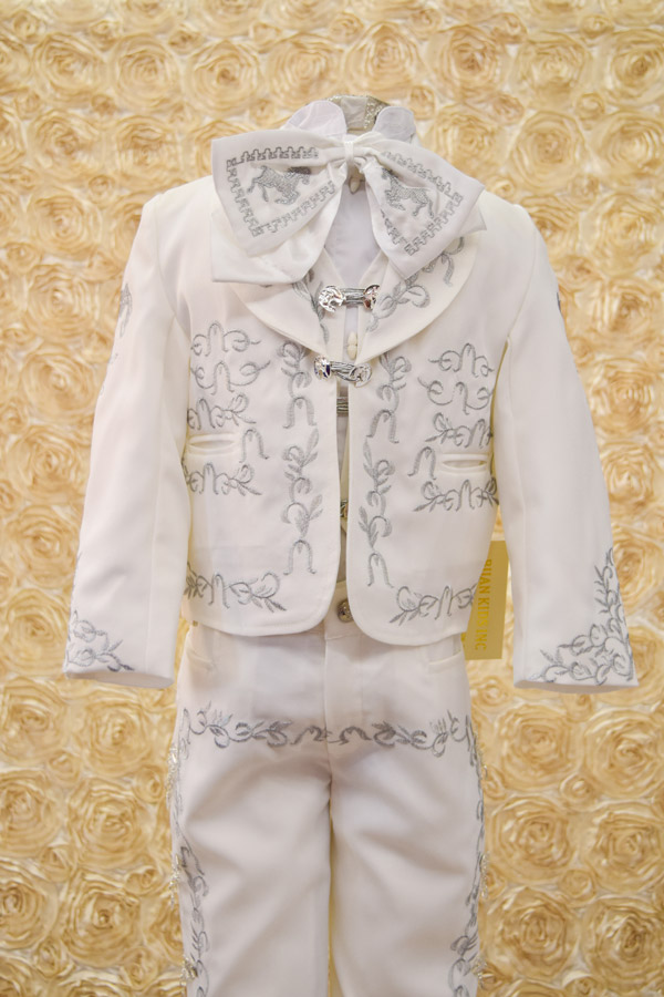 Alternative view of CH933 -  Boys Ivory with Silver charros suit