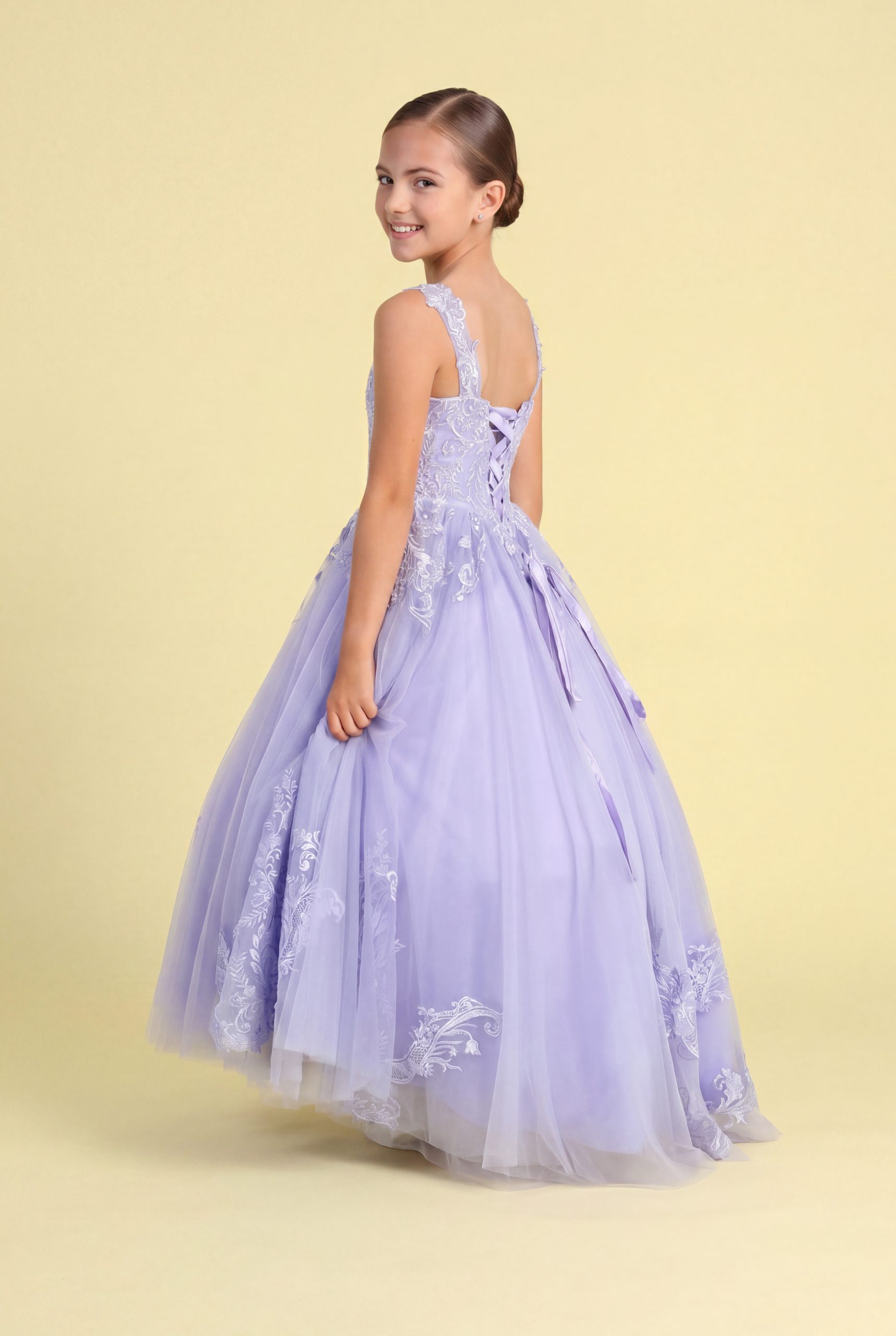 Alternative view of CA6026 Girls Tulle Ball Gown With Train