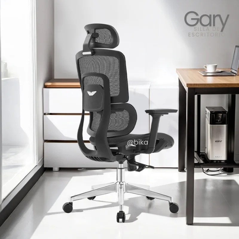 Silla de Escritorio Presidente Gary negra para largas horas de trabajo