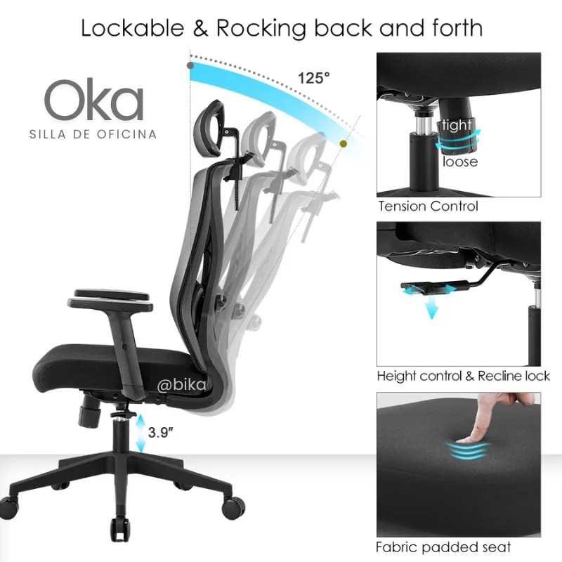 Silla de Escritorio Oka negra giratoria