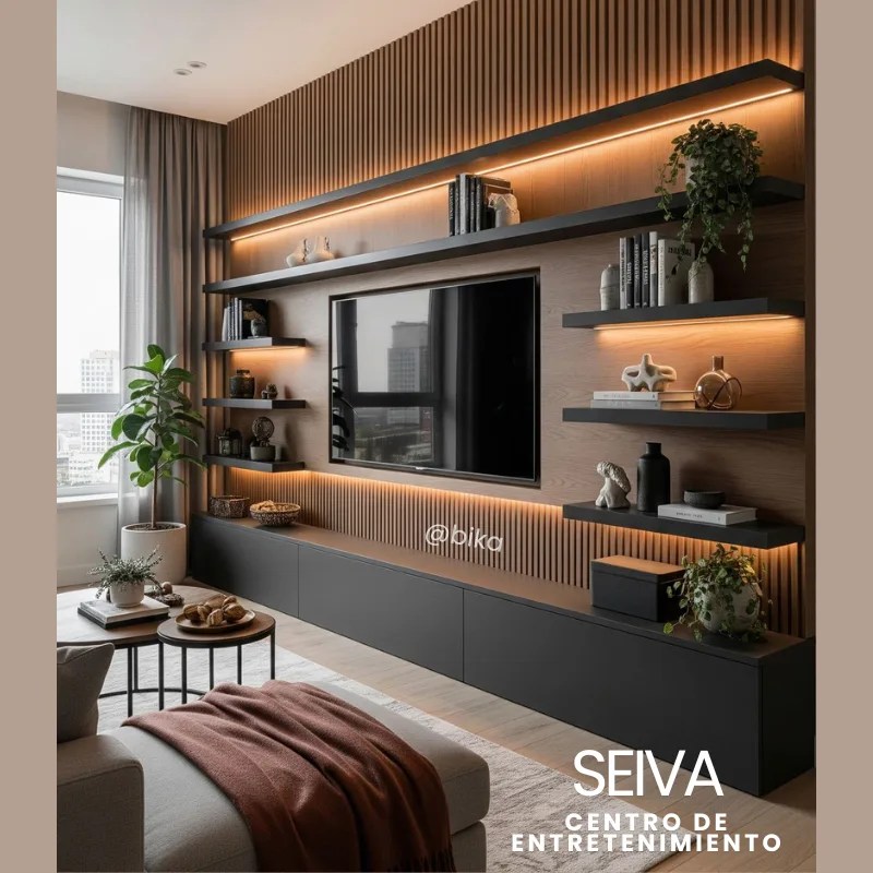 Centro de Entretenimiento Seiva moderno para el tv y adornos en casa