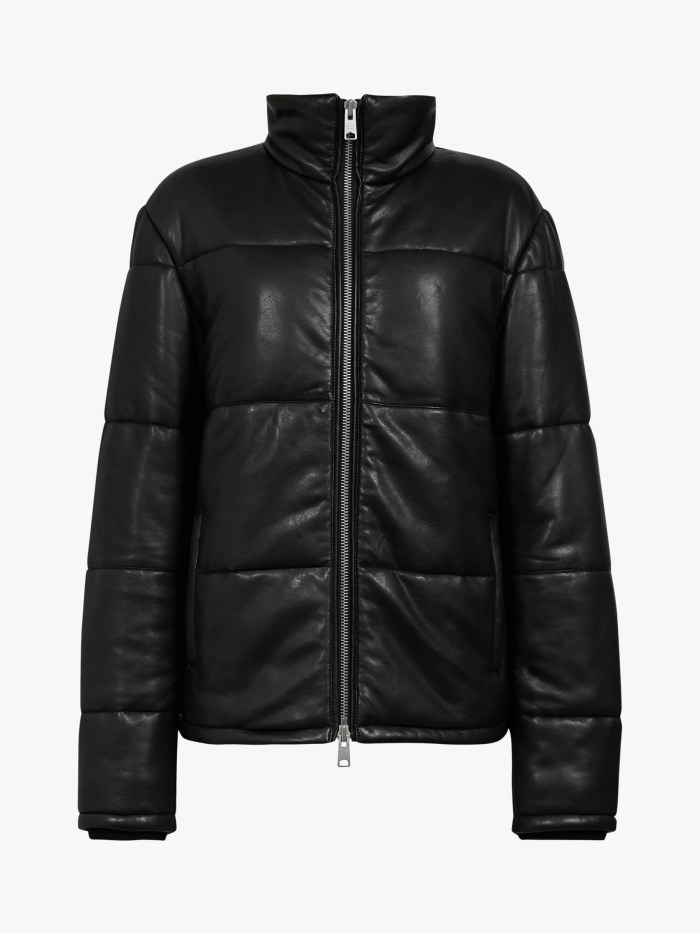 Black Puffer Leather Jacket for Men Amine 2