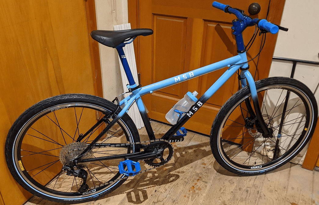 black and blue bike frame