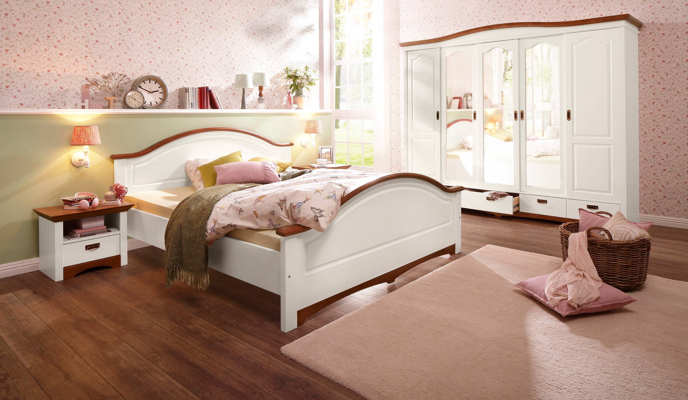 Eiche weiß / anthrazit abb. Rabatt Outlet Store Verkauf Home Affaire Schlafzimmer Set Brooklyn Set Einzelbett Mit Holzkopfteil Nachtkommode Kleiderschrank 3 Trg Kommode In Dekorativer Rahmenoptik Rabatte Online Angebote Mesinkafe Com
