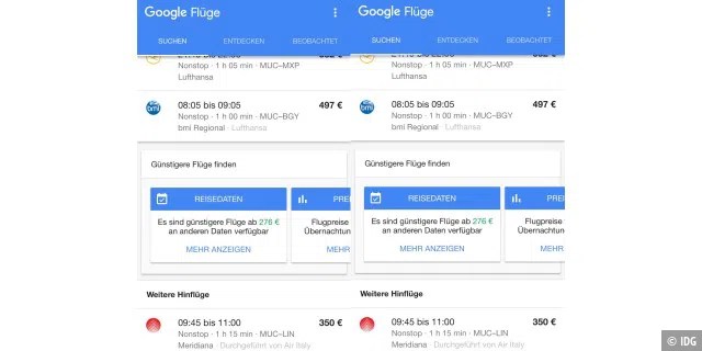 Google flights: günstigere flüge finden