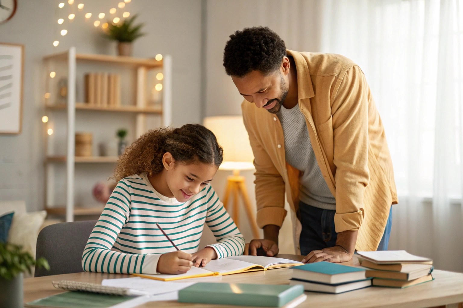 parent helping child with standardized test prep