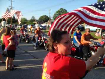 Honor Flight Philadelphia Spring 2015 Trip The five buses with a vanguard of bikers entered the lot just before 7 p.m. through a ladder arch placed on Sproul Road by volunteer firemen and festooned with an American flag.
