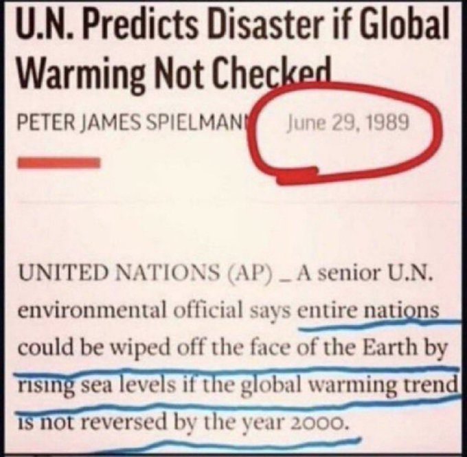 UN Global Warming Prediction 1989