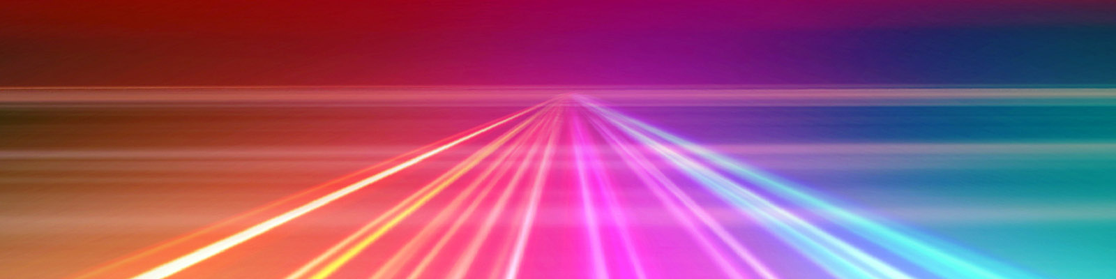 Parallel streaks of multicolored light intersect on the horizon to form a giant, virtual T shape