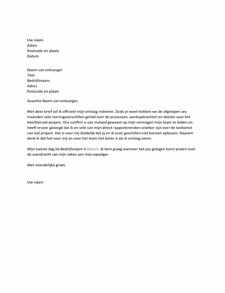 Voorbeeld ontslagbrief